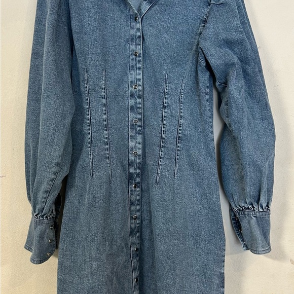 ICHI Denim Long Sleeve Corset Waist Dress, Midi, Size 38 (US Small) Button Up - Picture 4 of 6